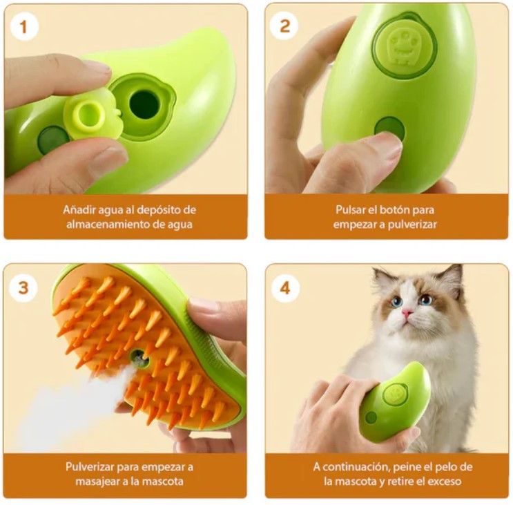 Cepillo Vapor Multifuncional De Mascota